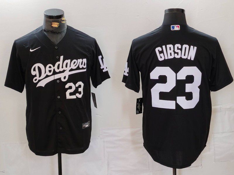 Men Los Angeles Dodgers #23 Gibson Black Nike Game 2024 MLB Jersey style 4->los angeles dodgers->MLB Jersey